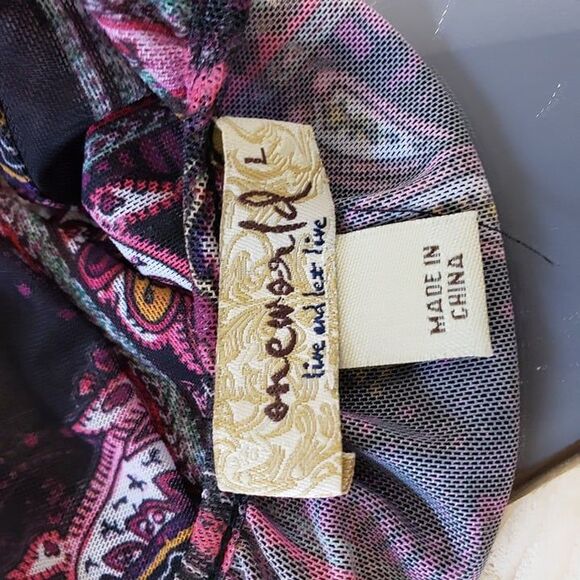 Pretty One World Purple Paisley Cardigan Kimono womens L large Overlay - Picture 6 of 7